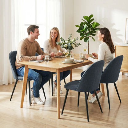 Modern Dining Chairs Set of 4, Velvet Upholstered, Steel Legs, Dark Grey Dining Chairs at Gallery Canada