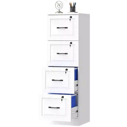 4 Drawer File Cabinet With Lock, Vertical Filing Cabinet, White Office Cabinets & Cupboards White at Gallery Canada