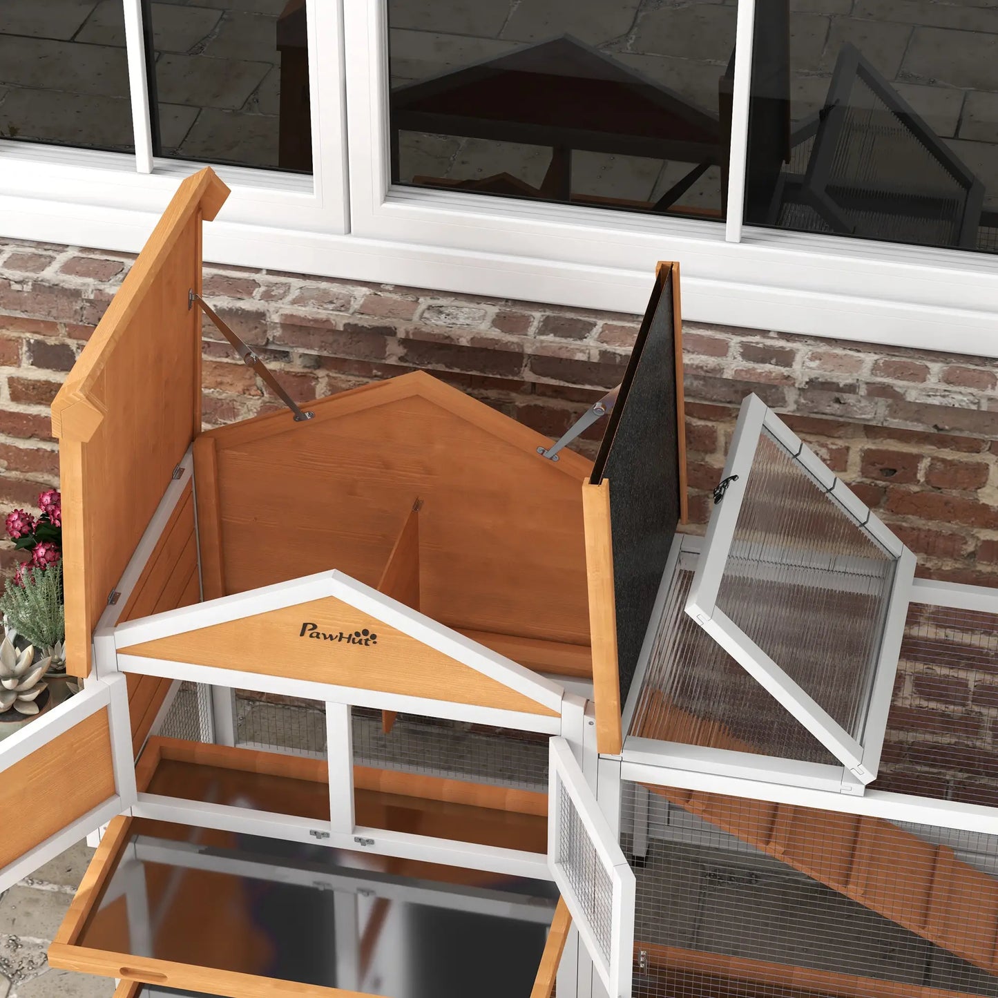 65" Wooden Rabbit Hutch, Pet Playpen, Openable Roof, Storage Box, Yellow Rabbit Hutch at Gallery Canada