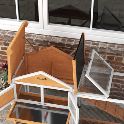 65" Wooden Rabbit Hutch, Pet Playpen, Openable Roof, Storage Box, Yellow Rabbit Hutch at Gallery Canada