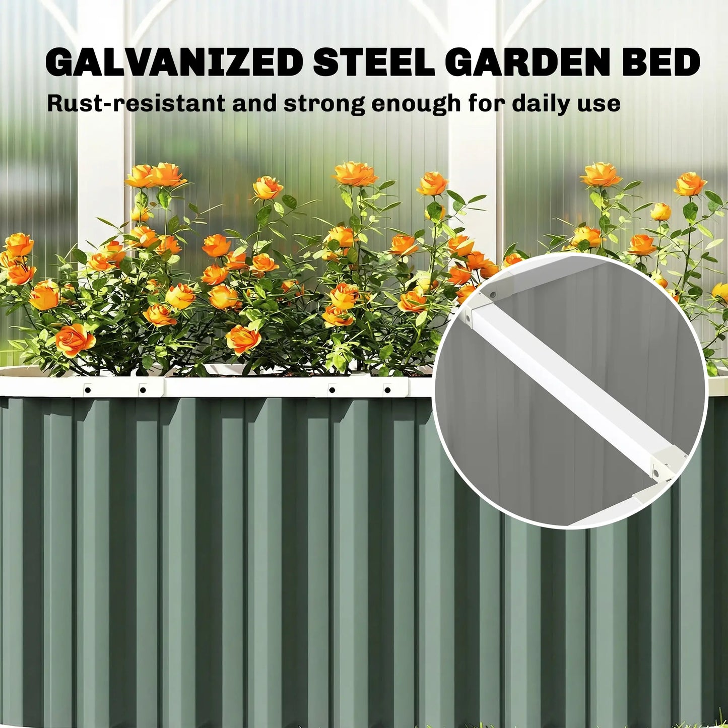Galvanized Raised Garden Bed, Deep Rot Planter Box, 5' x 2' x 2', Light Green Galvanized Planter Boxes at Gallery Canada