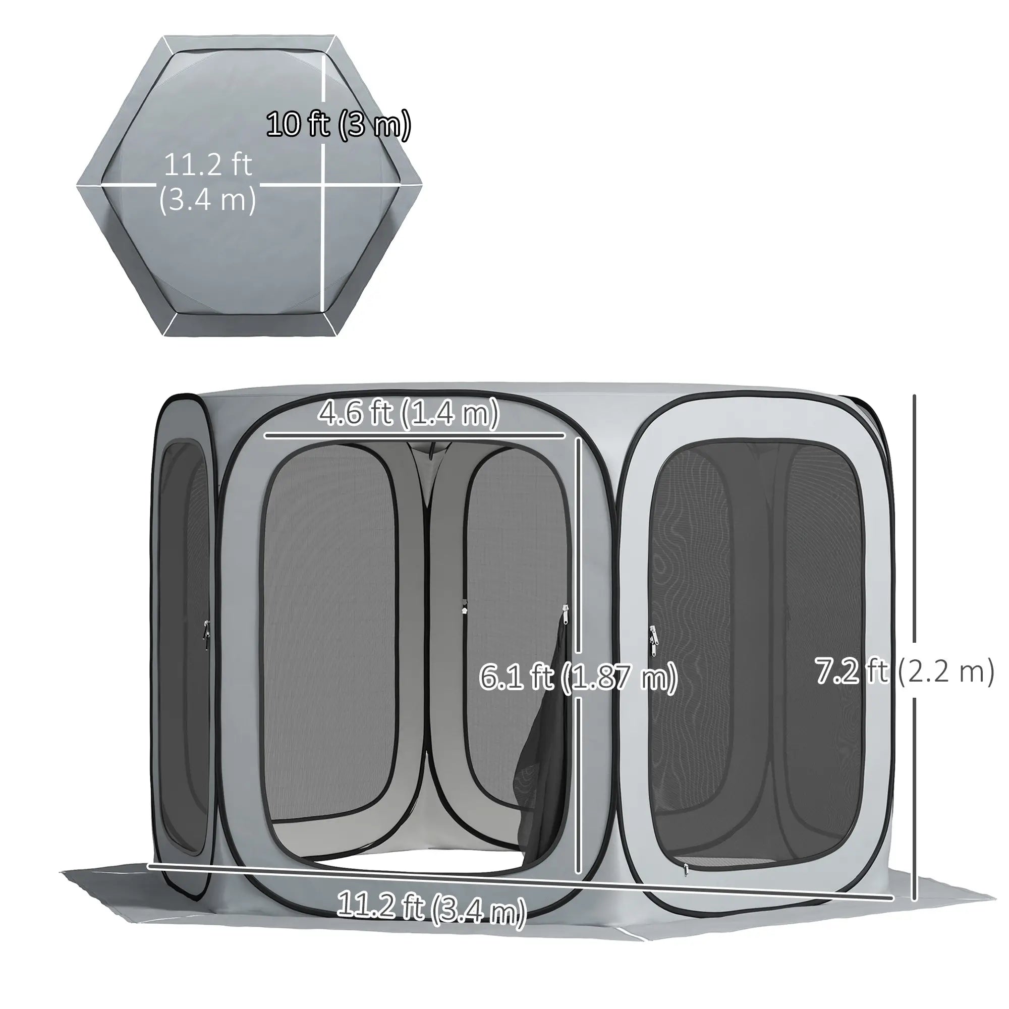 11 x 11ft Pop Up Screen Tent, UPF50+ Portable Gazebo, Light Grey Camping Tents at Gallery Canada