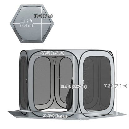 11 x 11ft Pop Up Screen Tent, UPF50+ Portable Gazebo, Light Grey Camping Tents at Gallery Canada