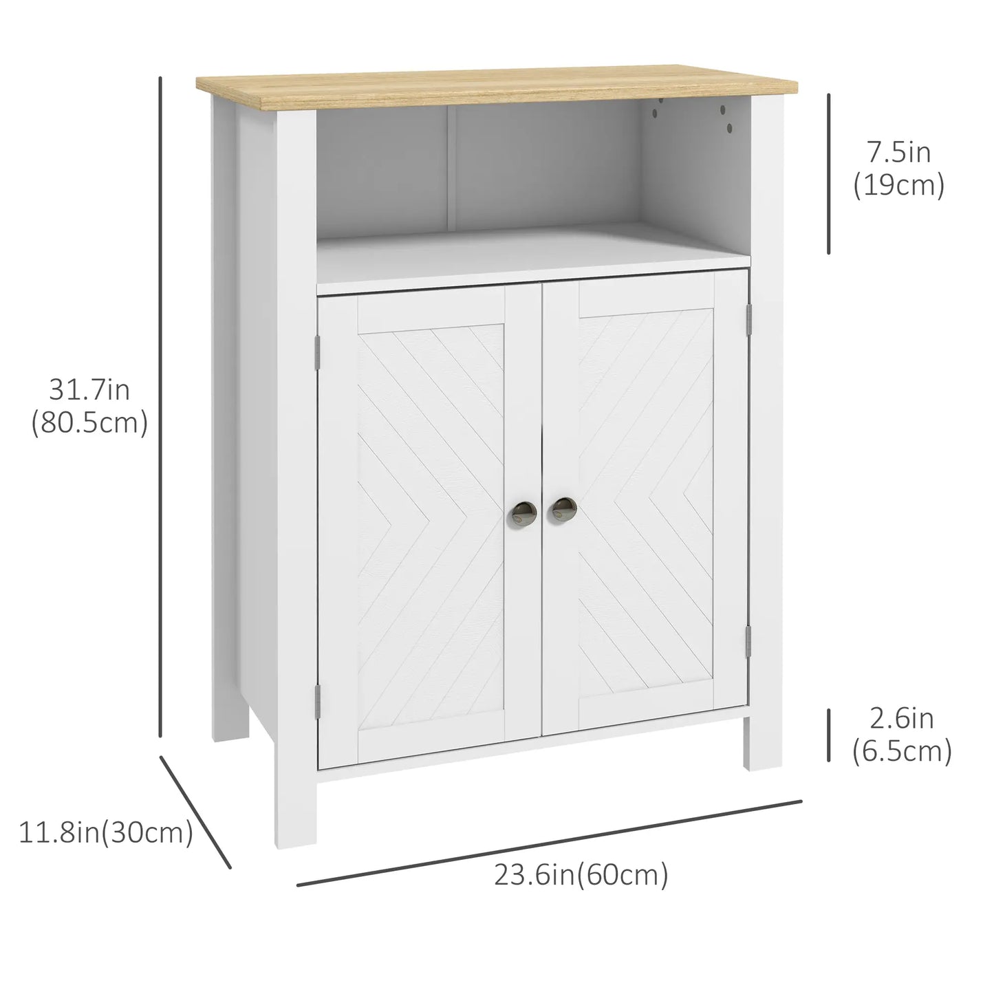 Freestanding Bathroom Floor Cabinet, Flat Doors, Adjustable Shelf, White Bathroom Cabinets at Gallery Canada