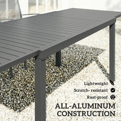 Expandable Outdoor Dining Table, 59"-89" Aluminum, Dark Grey Patio Dining Tables at Gallery Canada