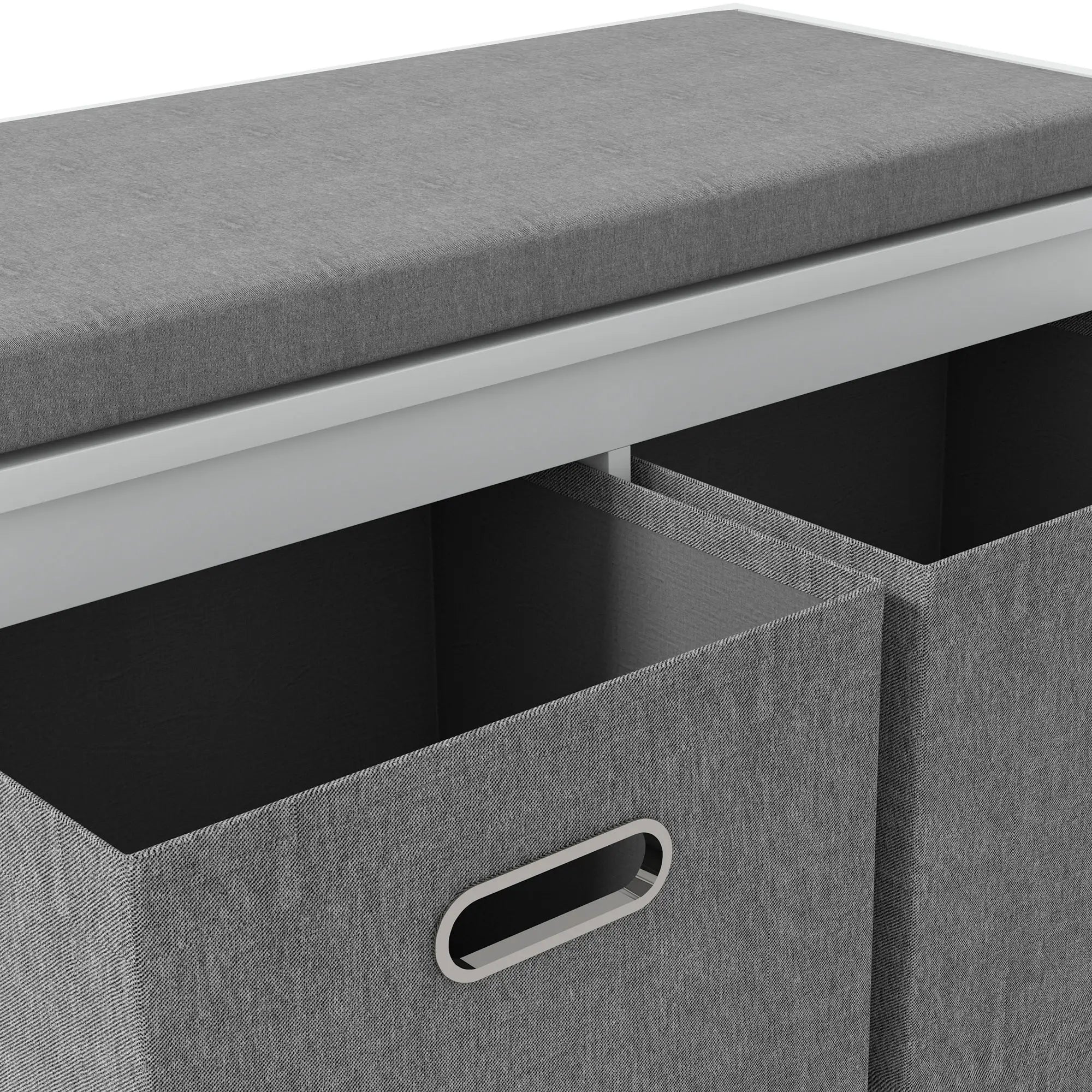 Shoe Storage Bench with Seat, 2 Fabric Drawers, White Shoe Storage Cabinets & Racks at Gallery Canada