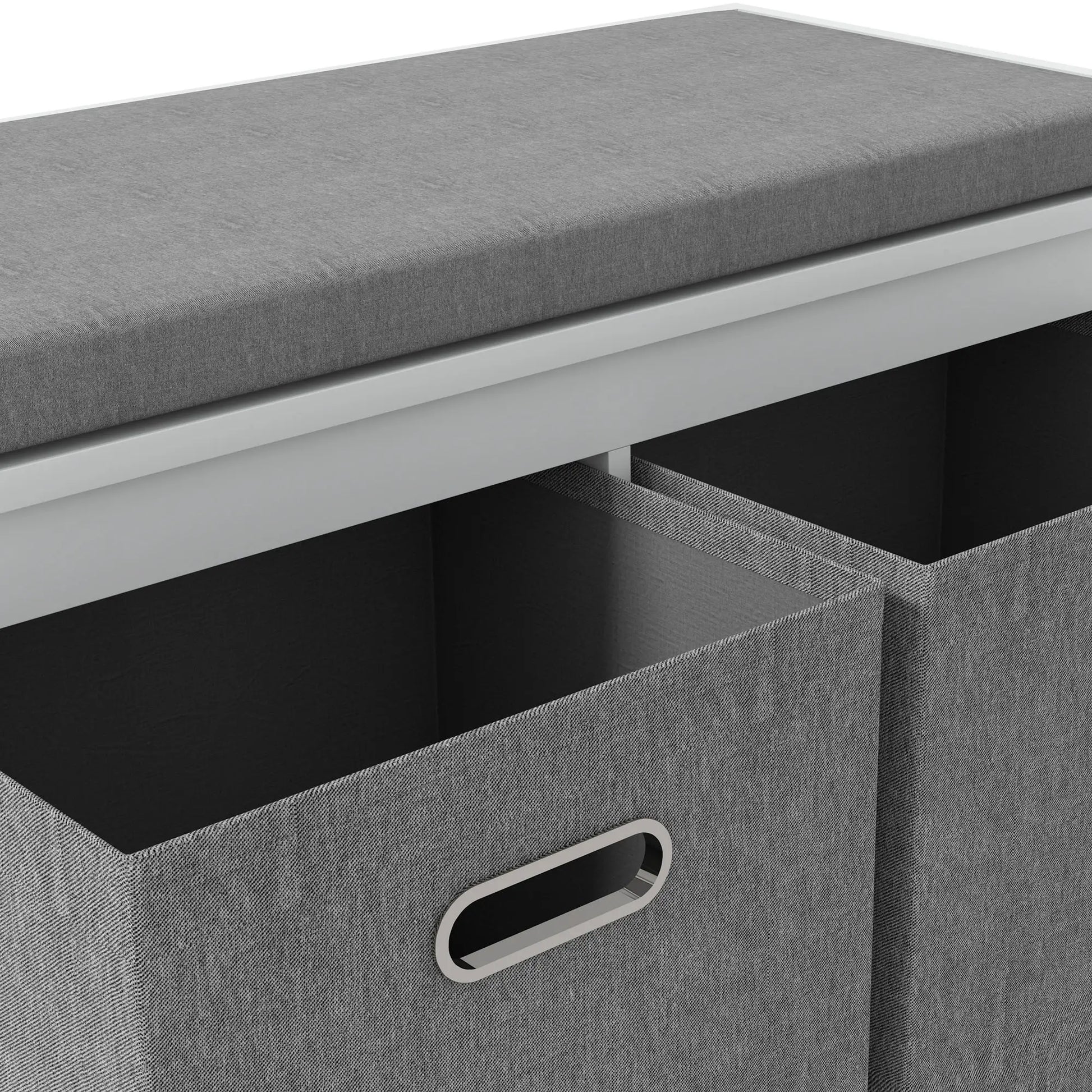 Shoe Storage Bench with Seat, 2 Fabric Drawers, White Shoe Storage Cabinets & Racks at Gallery Canada