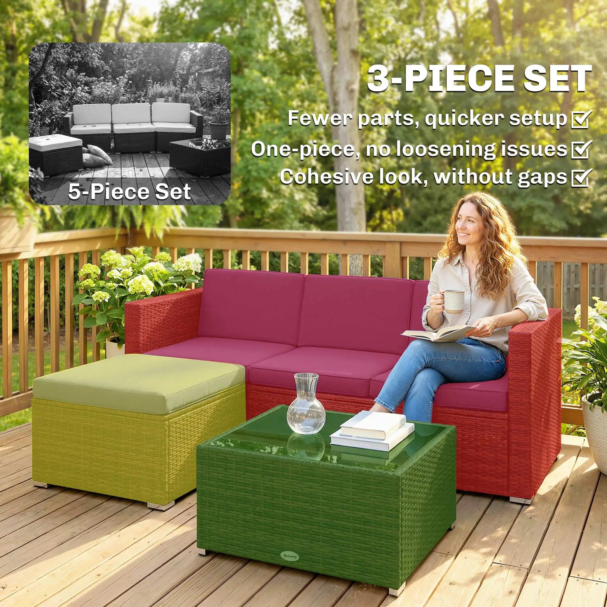 Patio Furniture Set, 3 Pieces, PE Rattan Wicker, Glass Top Table Patio Furniture Sets at Gallery Canada