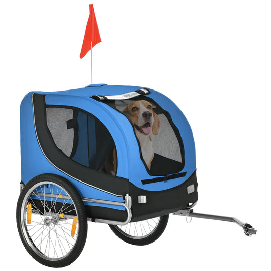 Foldable Dog Bike Trailer, Pet Cart, Bicycle Wagon, Blue Dog Bike Trailers & Strollers Blue and Black at Gallery Canada