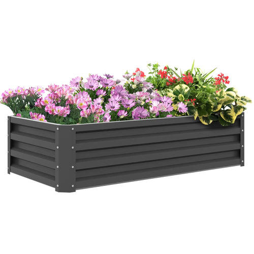 Galvanized Raised Garden Bed, Outdoor Planter Box, 4' x 2' x 1', Light Grey