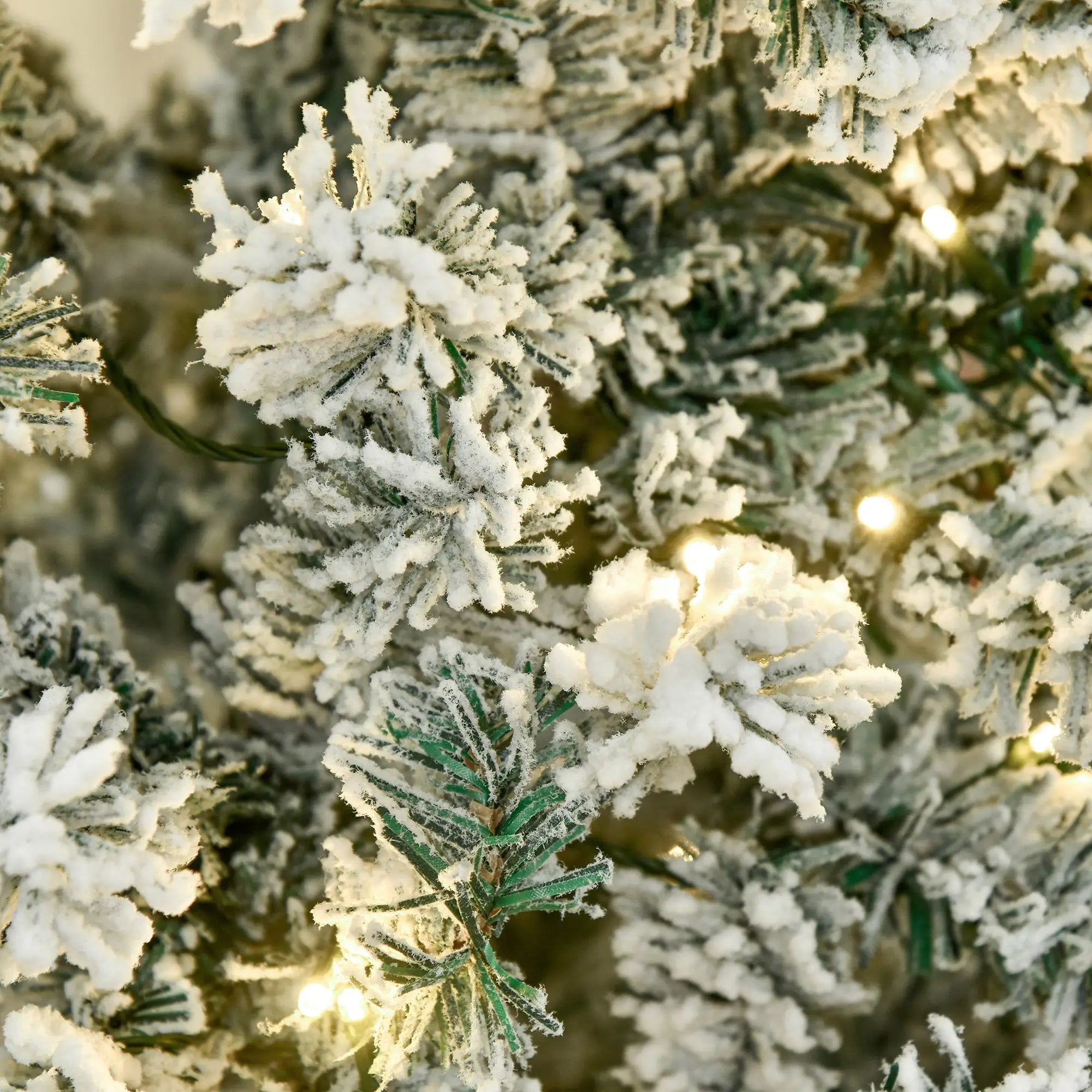 7.5 Feet Prelit Snow Flocked Christmas Tree, Warm White LED, Green, White Pre Lit Christmas Trees at Gallery Canada