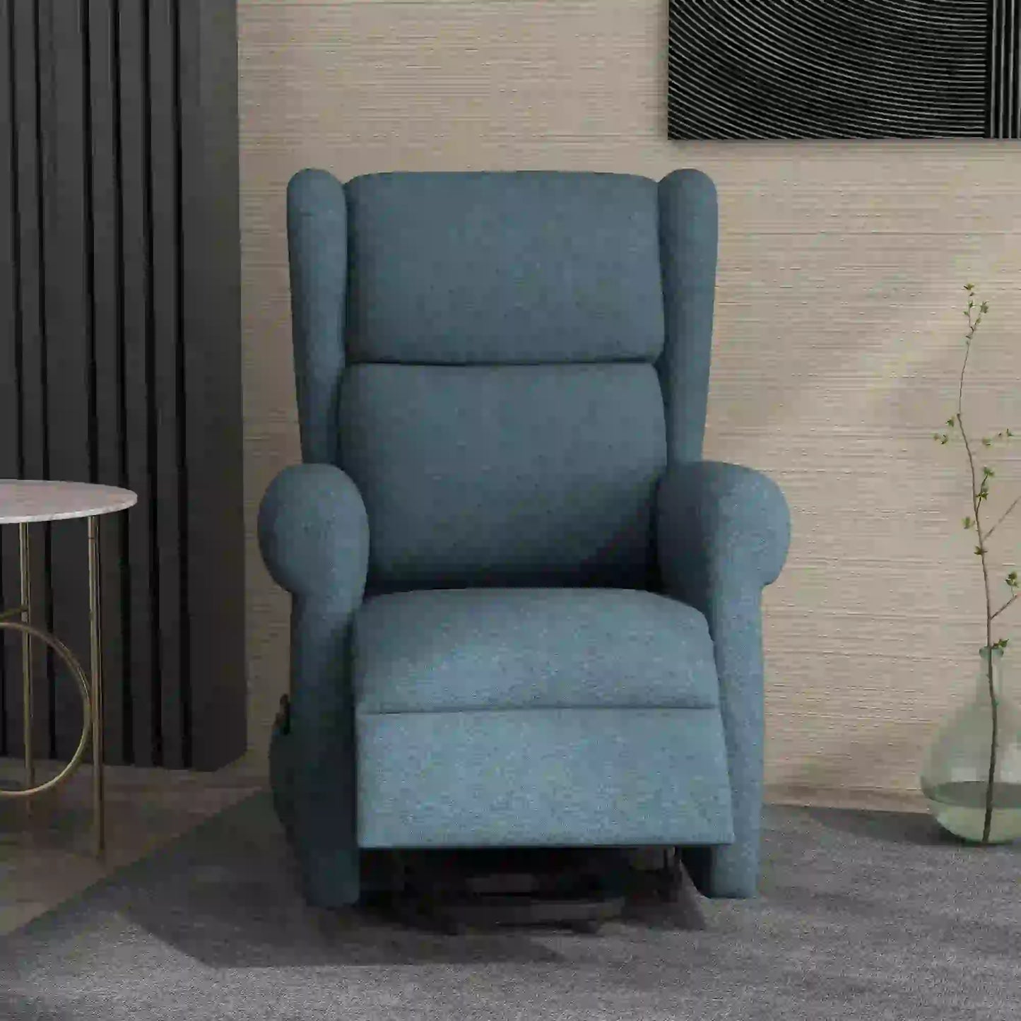 Wingback Lift Chair, Power Recliner with Footrest, Remote, Side Pockets, Blue Electric Power Lift Chairs at Gallery Canada