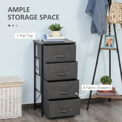 Linen Drawer Cabinet, 4 Removable Drawers, Metal Frame, Adjustable Feet, Black Storage Cabinets at Gallery Canada