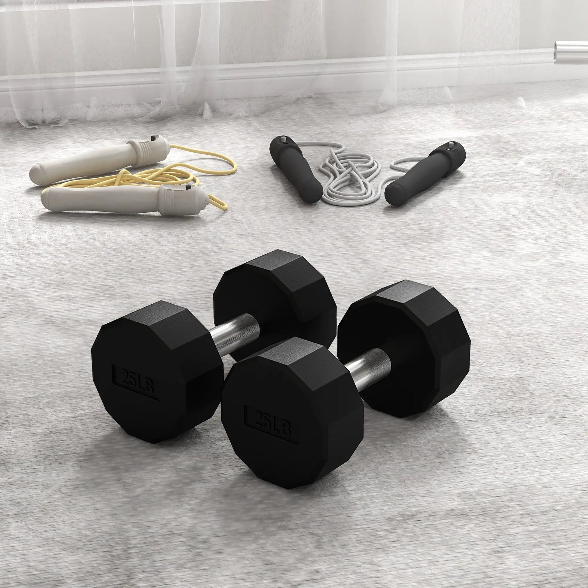 2 x 25lbs Dumbbells Set, Non-Slip Grip, Rubber Covered Weights Dumbbells & Barbells at Gallery Canada