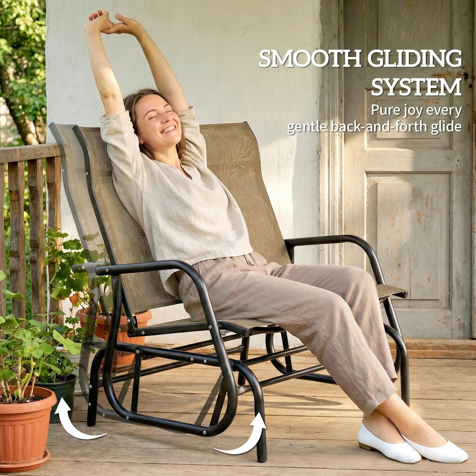 Outdoor Glider Bench, 2 Person, Brown Outdoor Gliders at Gallery Canada