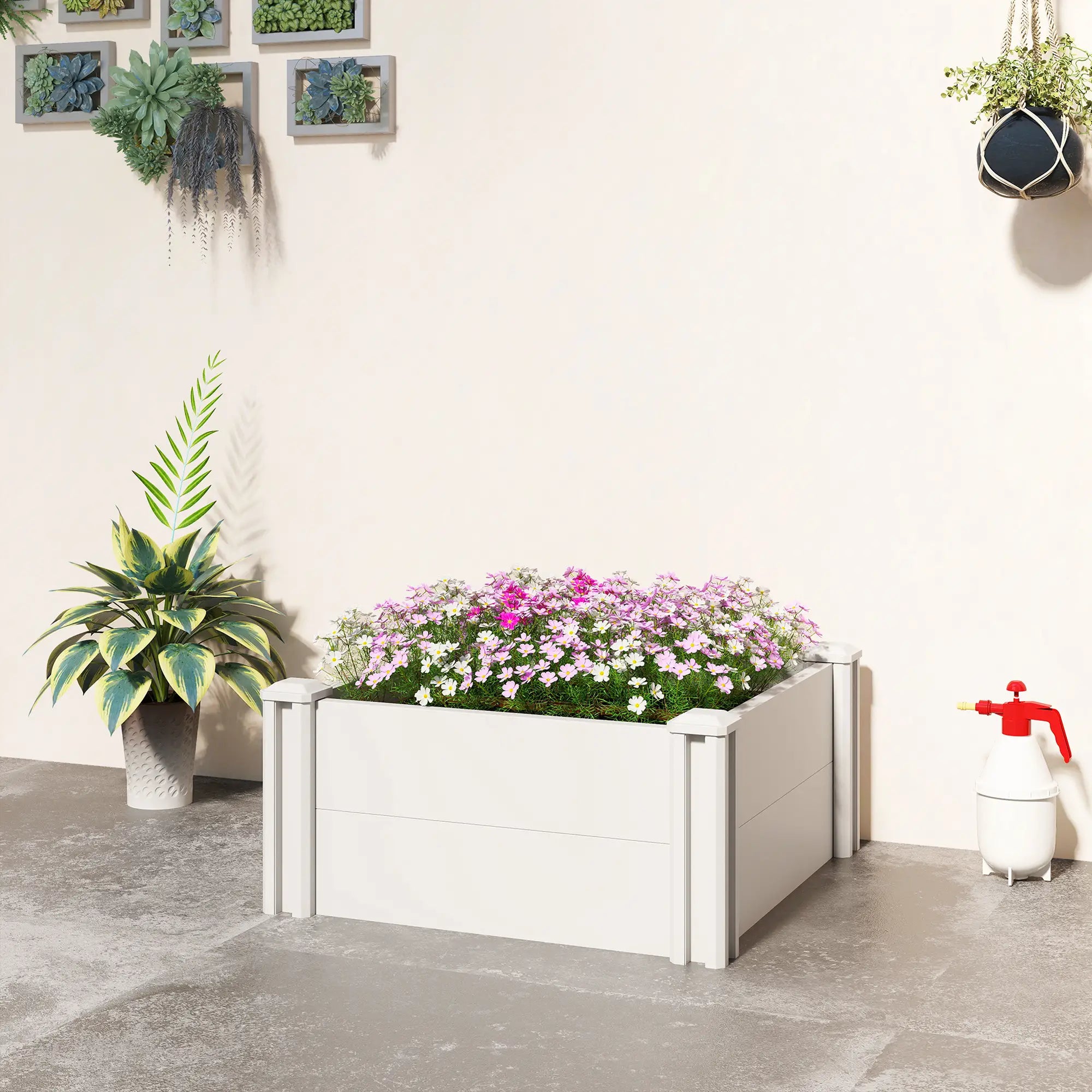 Modular Raised Garden Bed Kit, 2 x 2 x 1ft, White Raised Garden Beds at Gallery Canada
