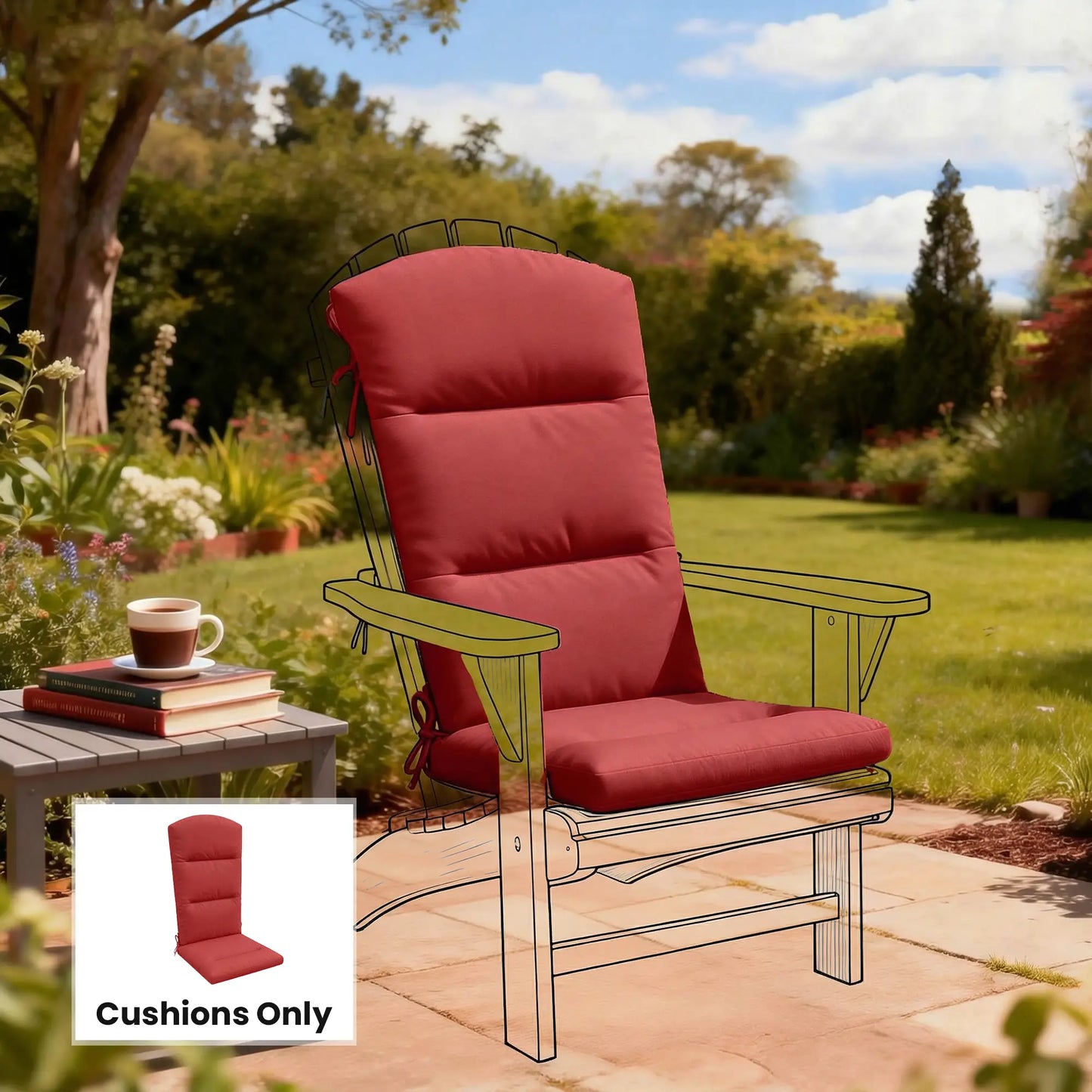 Patio Chair Cushion For Adirondack Chairs, Wine Red Patio Chair Cushions at Gallery Canada