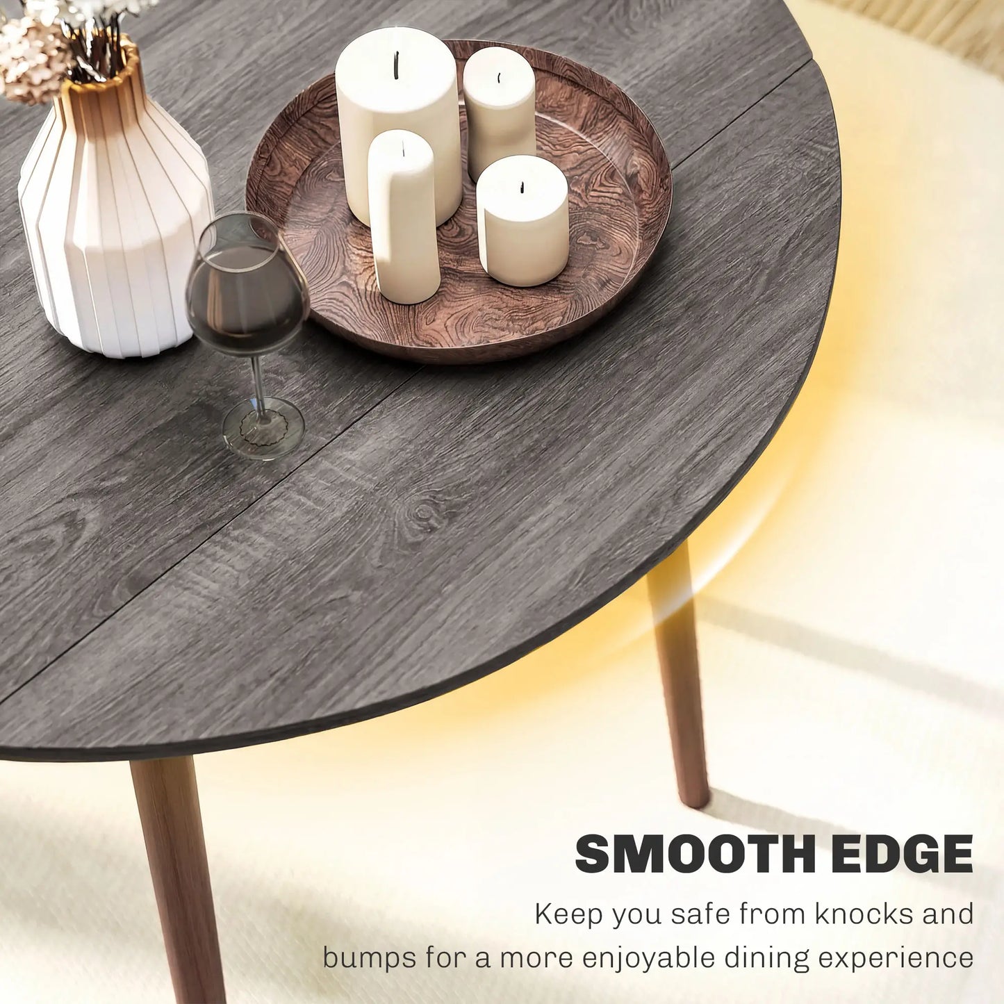35" Folding Dining Table, Round Drop Leaf, Distressed Light Grey, Light Grey Dining Tables at Gallery Canada