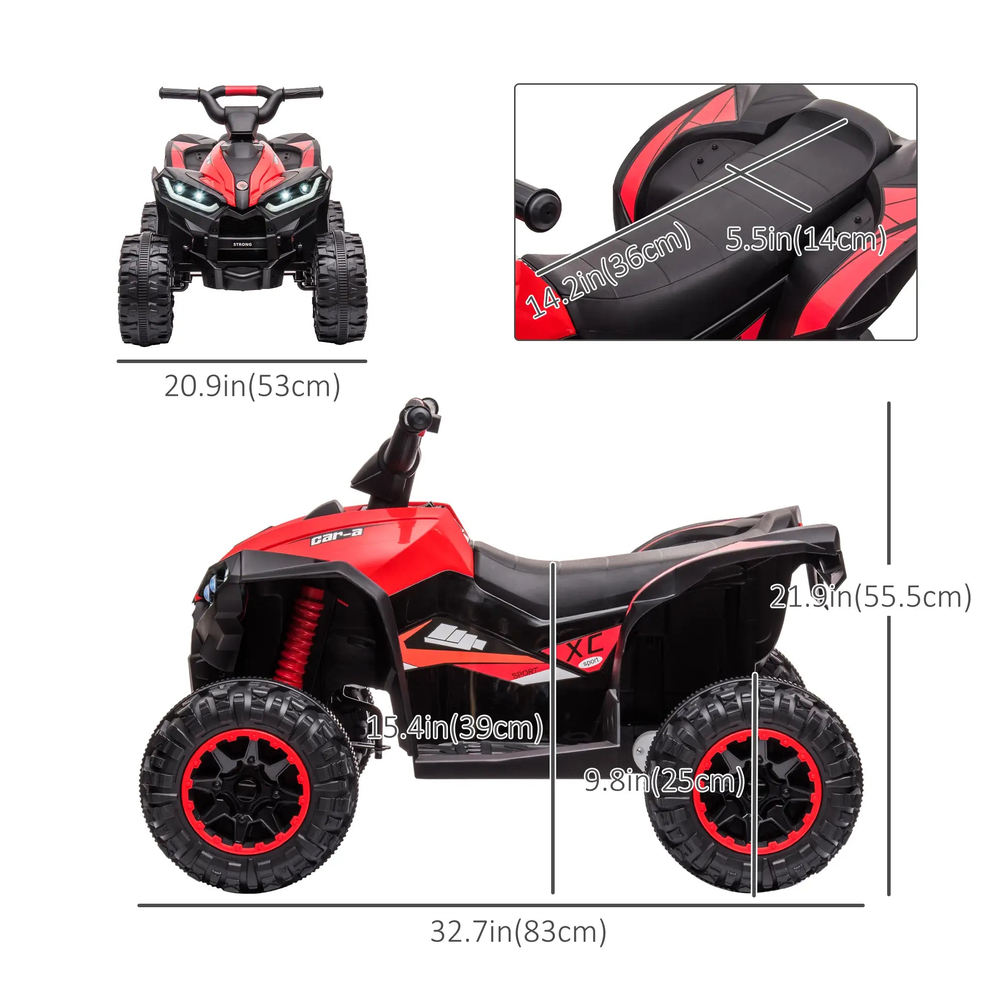 Kids 4 Wheeler Quad, Music, Headlights, High Low Speed, 3-5 Years, Red Electric Toy Cars at Gallery Canada