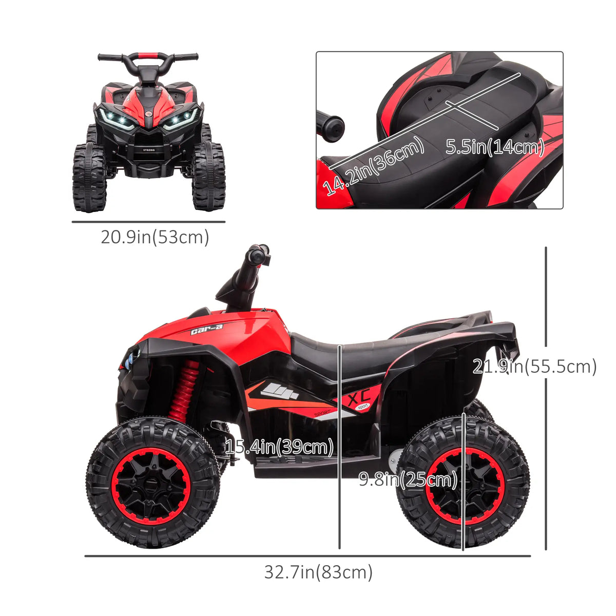Kids 4 Wheeler Quad, Music, Headlights, High Low Speed, 3-5 Years, Red Electric Toy Cars at Gallery Canada
