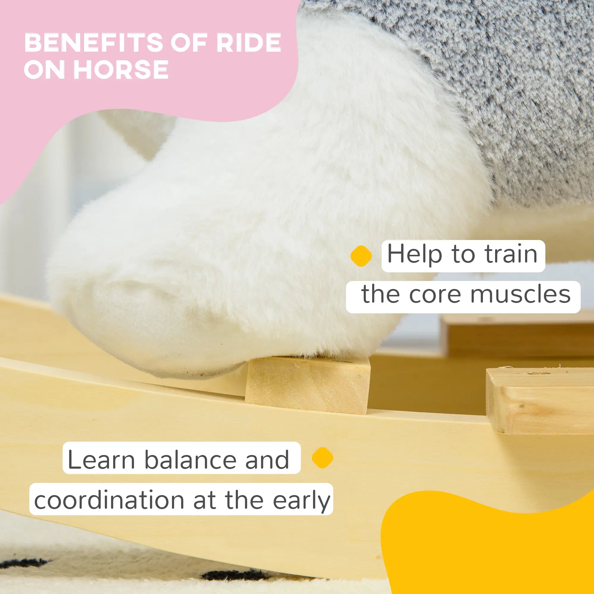 Kids Rocking Horse, Husky Plush Ride on Toy, Wooden Base, Seat Belt, 18-36 Months, Grey Rocking Horses at Gallery Canada