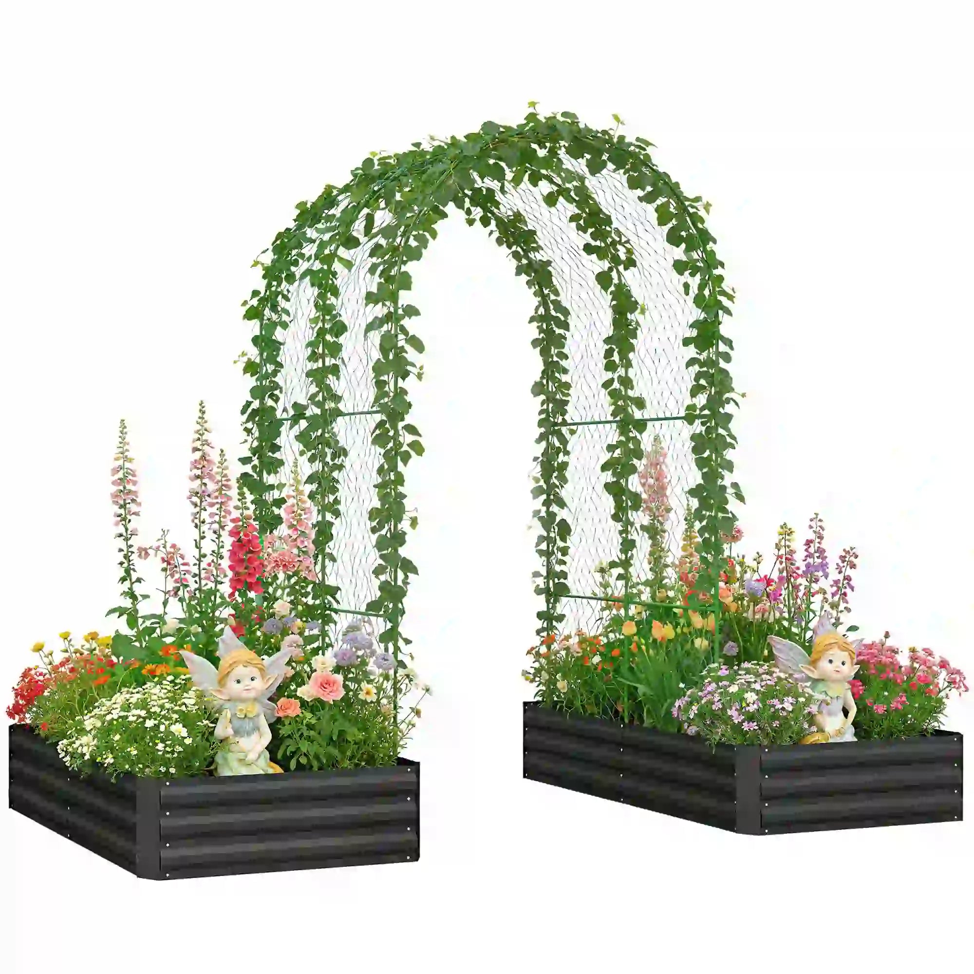 Metal Raised Garden Bed With Trellis, Galvanized Garden Kit, Black Galvanized Planter Boxes at Gallery Canada