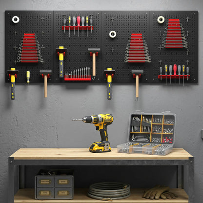 38 Piece Metal Peg Board with Accessories, Shelf Tool Organizer, Black and Red Tool Organizers at Gallery Canada