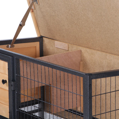 Wooden Rabbit Hutch, Indoor Outdoor Bunny Cage With Tray, Yellow Rabbit Hutch at Gallery Canada