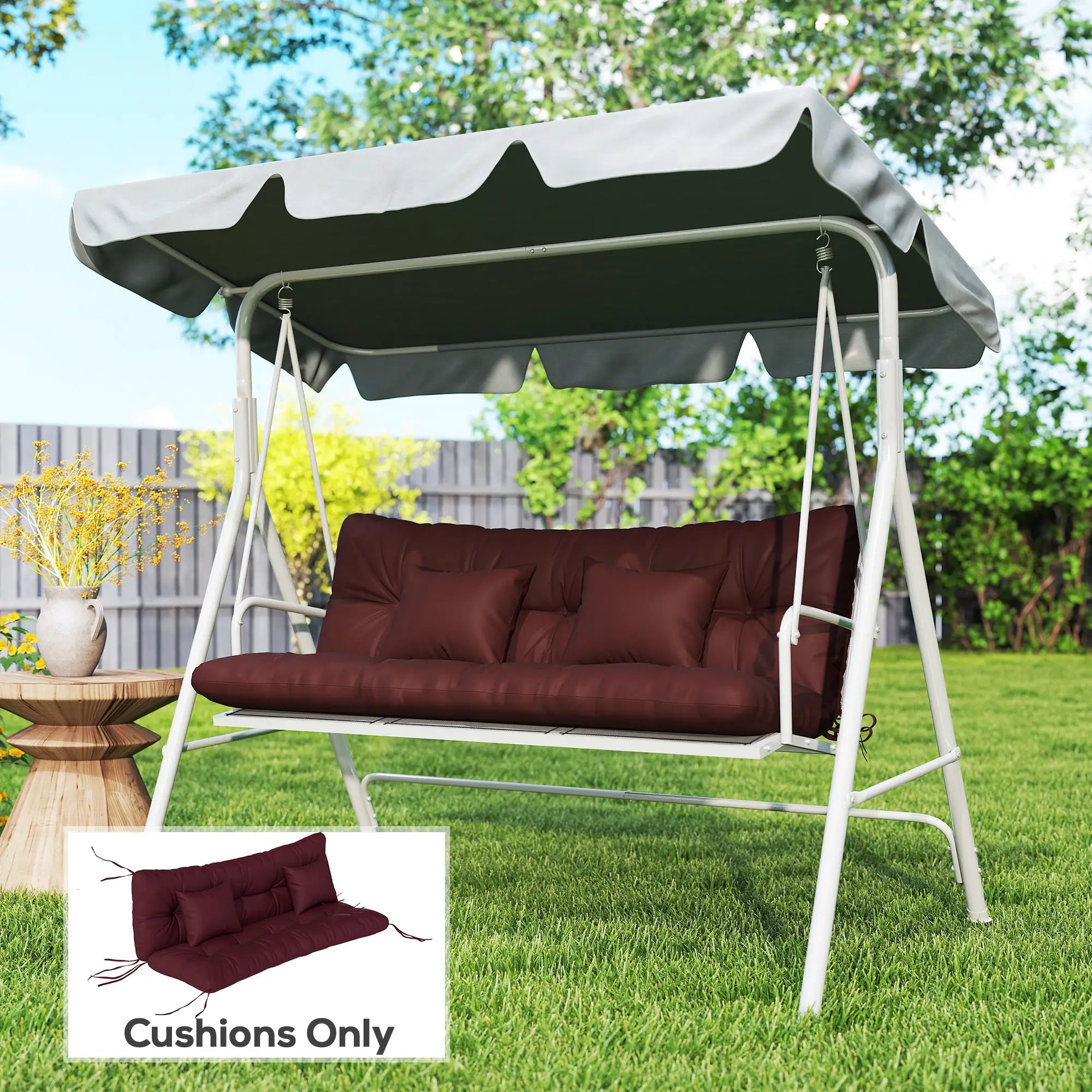 4-Piece Patio Chair Cushion Set, With Ties, Wine Red Patio Chair Cushions at Gallery Canada