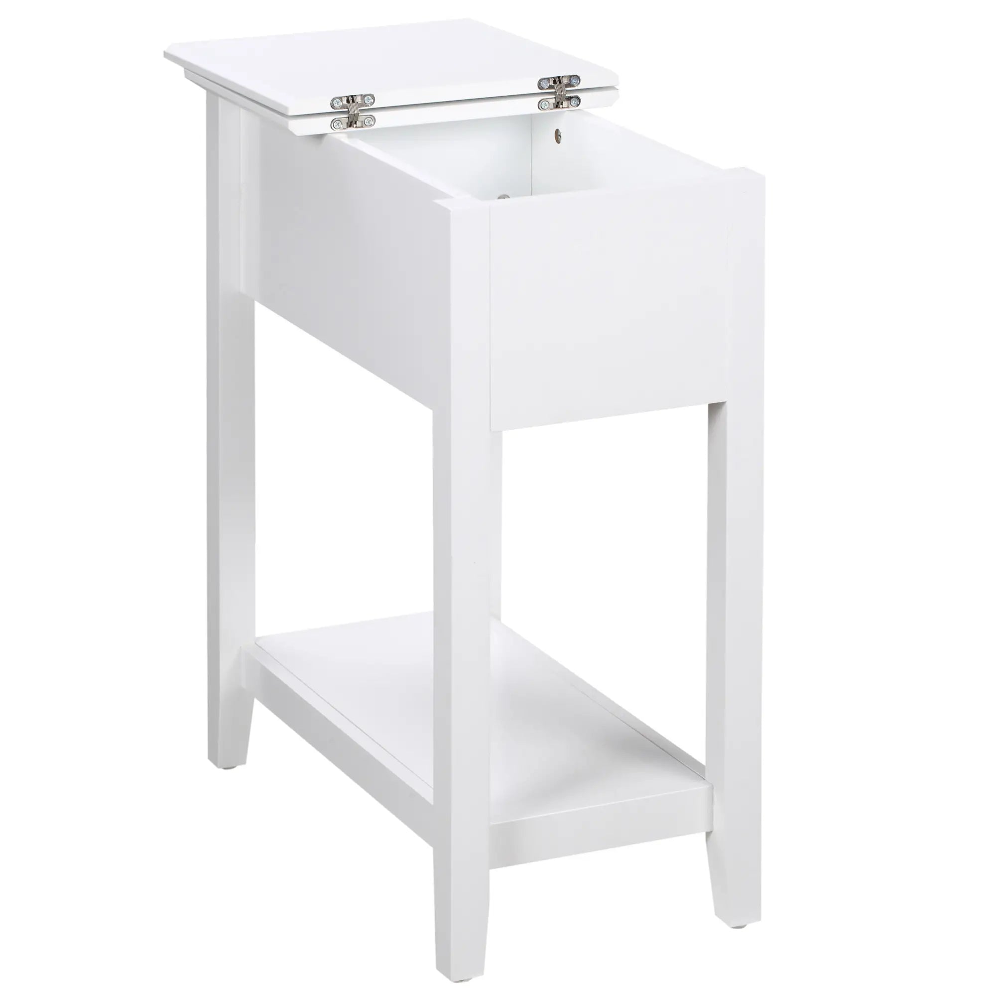 Flip Top End Table, Side Table with Storage, Narrow Nightstand, White Side Tables at Gallery Canada