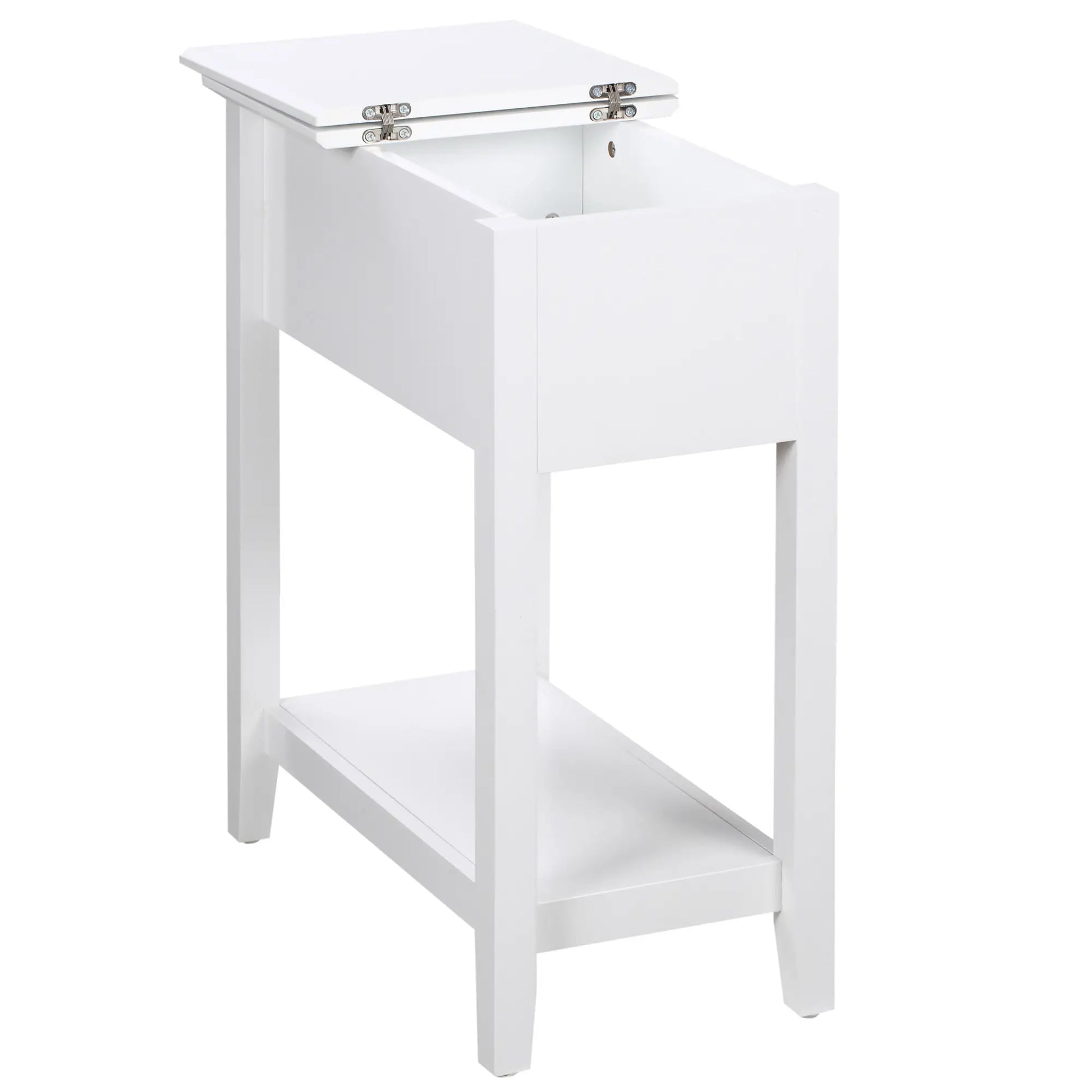Flip Top End Table, Side Table with Storage, Narrow Nightstand, White Side Tables at Gallery Canada