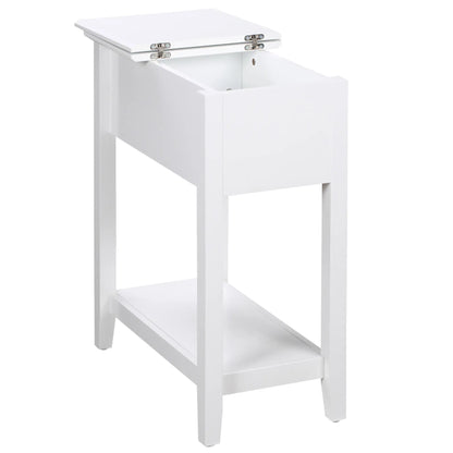 Flip Top End Table, Side Table with Storage, Narrow Nightstand, White Side Tables at Gallery Canada