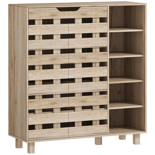 21 Pair Shoe Cabinet, 5-Tier Double Door, 5-Tier Open Shelves, Beige Shoe Storage Cabinets & Racks Beige at Gallery Canada