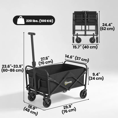 Collapsible Folding Garden Cart, Heavy Duty, Universal Wheels, Adjustable Handle, Black Folding Garden Carts at Gallery Canada