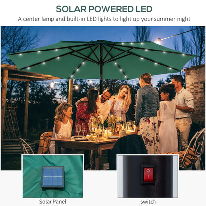 9ft Solar Patio Umbrella, 24 LED Lights, Tilt Canopy, Green Sun Umbrellas at Gallery Canada