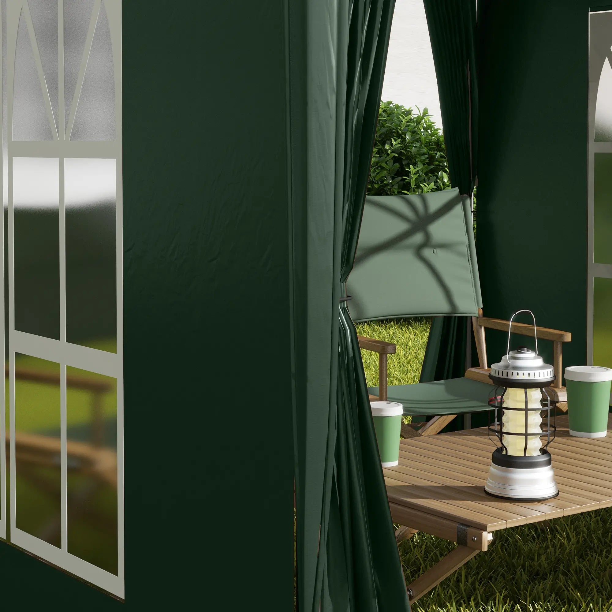 6.6'x6.6' Pop Up Canopy Tent, with Sidewalls, Carry Bag, Green Pop Up Canopies at Gallery Canada