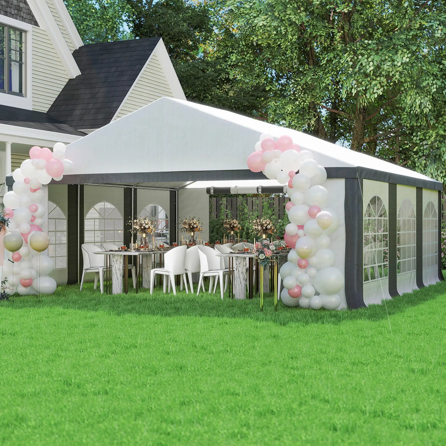 20' x 20' Heavy Duty Wedding Tent, Outdoor Carport Garage, Grey Canopy Tents at Gallery Canada