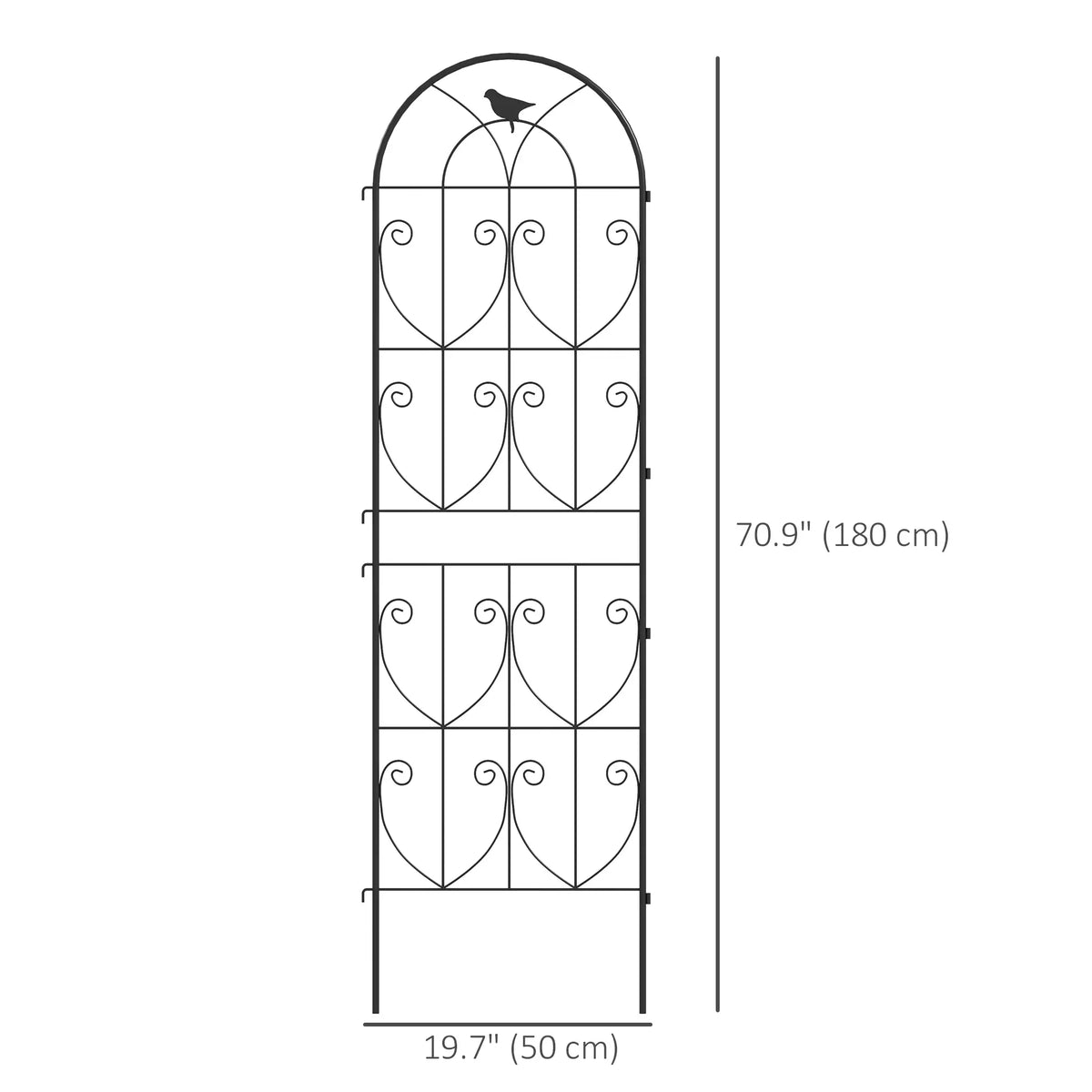 Metal Garden Trellis Set, Bird Design, 19.7" W x 70.9" H, Black Plant Stands at Gallery Canada