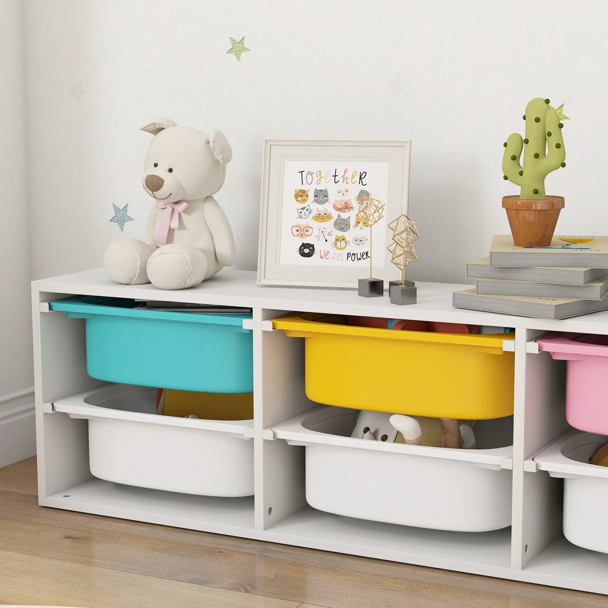 Kids Toy Storage Organizer with 6 Removable Plastic Bins Bookshelves & Bookcases at Gallery Canada
