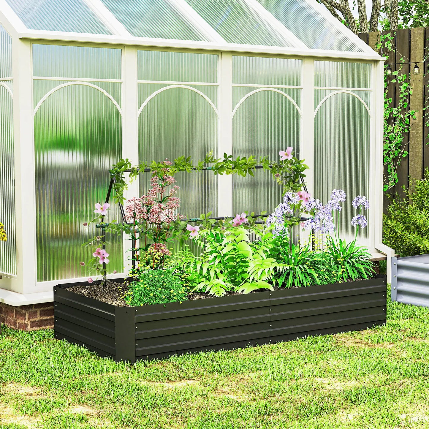 6' x 3' x 1' Raised Garden Bed, 2 Trellis Tomato Cages, Steel Frame, Black Raised Garden Beds at Gallery Canada