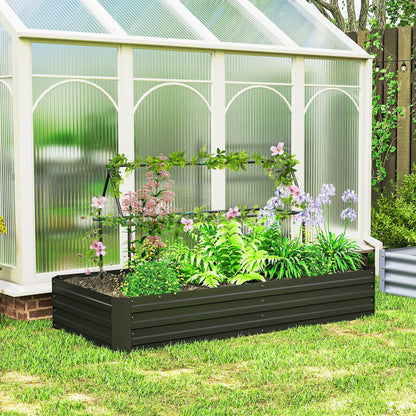 6' x 3' x 1' Raised Garden Bed, 2 Trellis Tomato Cages, Steel Frame, Black Raised Garden Beds at Gallery Canada
