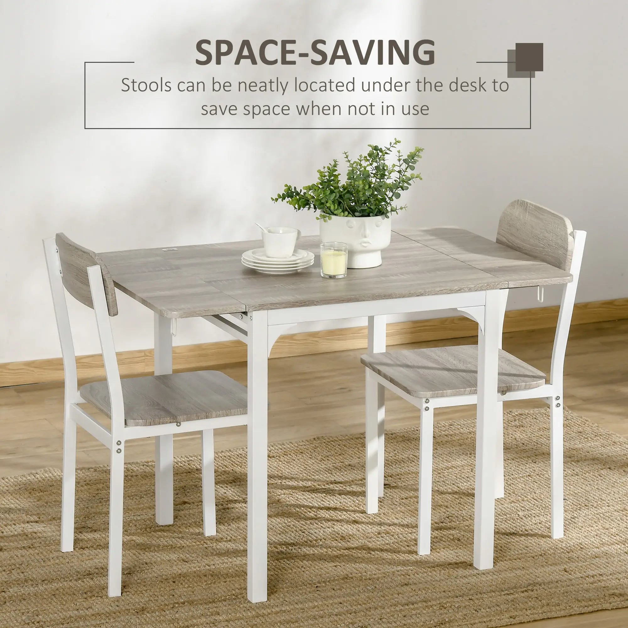 Foldable Dining Table Set for 2, Drop-Leaf Kitchen Table with 2 Chairs for Apartments, Studios, Natural Drop-leaf Dining Table Set Includes 2 Chairs Bar Sets at Gallery Canada