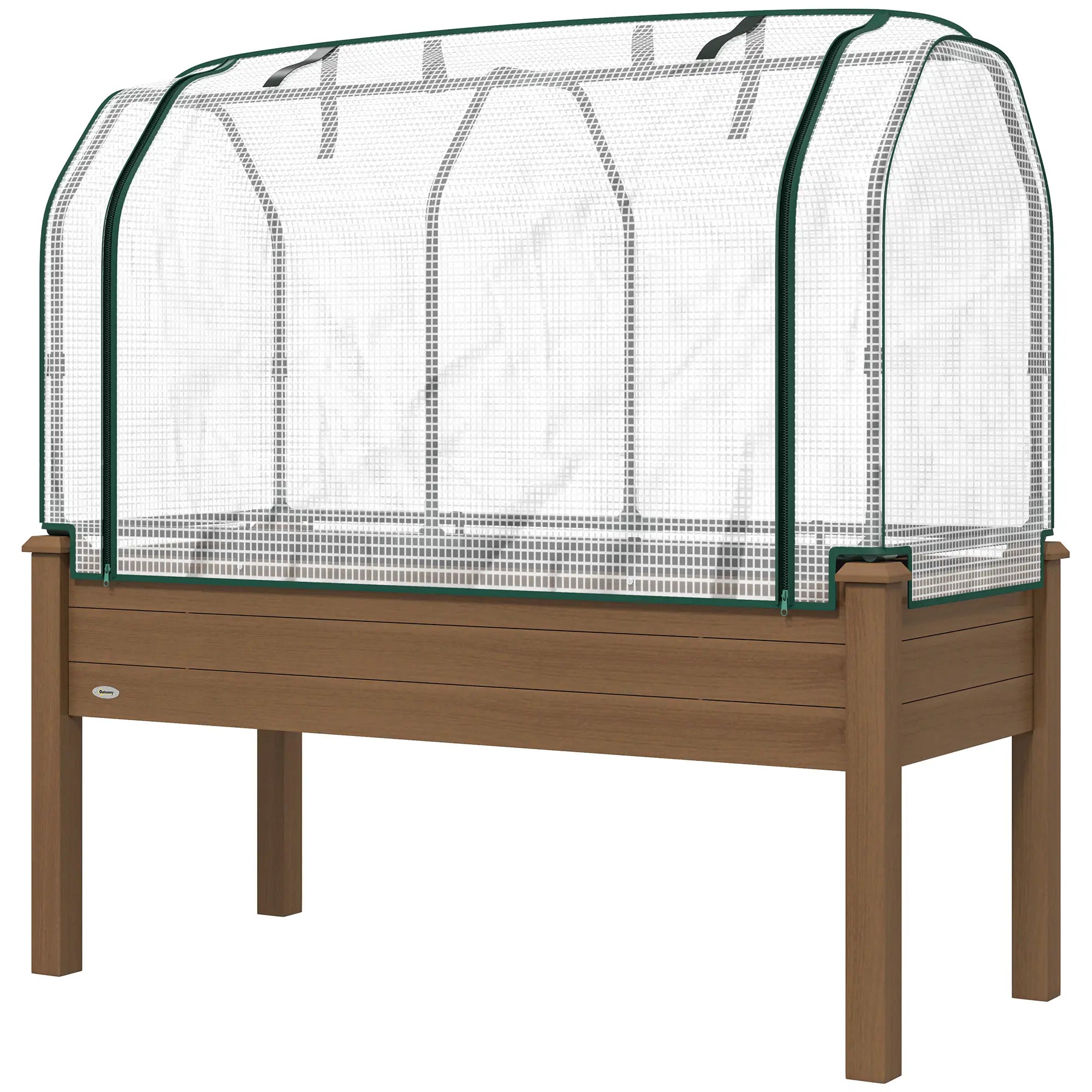 Raised Garden Bed With Greenhouse Cover, Elevated Wood Planter Box, Brown Elevated Garden Beds Brown at Gallery Canada