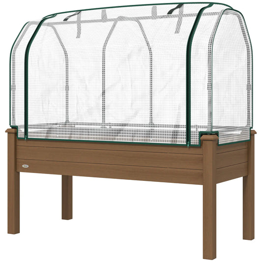 Raised Garden Bed With Greenhouse Cover, Elevated Wood Planter Box, Brown Elevated Garden Beds Brown at Gallery Canada