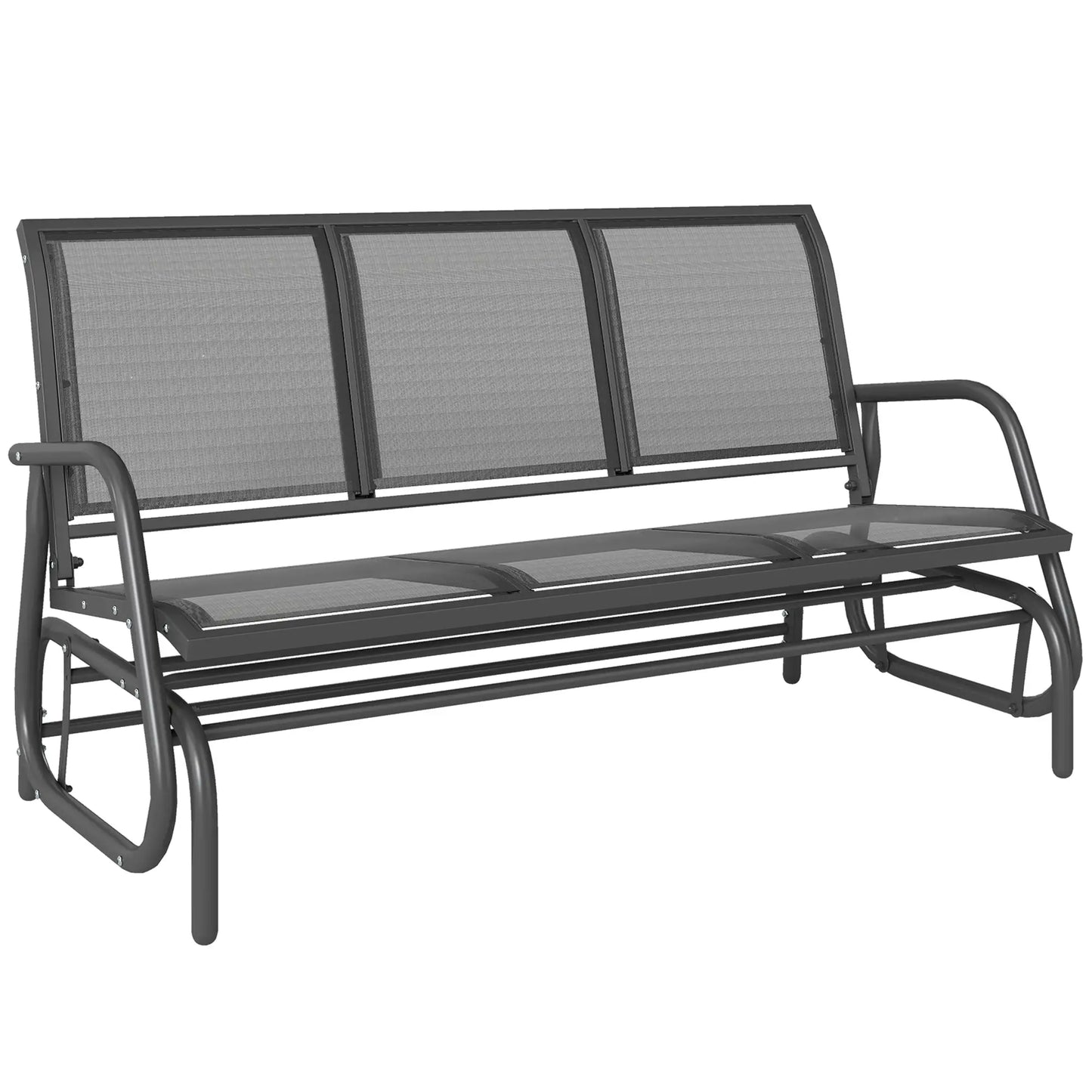 3-Seat Outdoor Glider Chair, Steel Frame, Sling Fabric Seat, Grey Outdoor Gliders at Gallery Canada