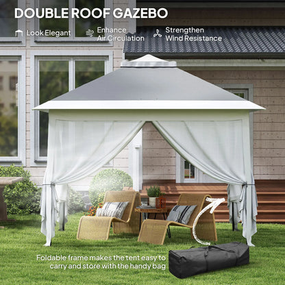 11' x 11' Pop Up Gazebo, Double Roof, Adjustable Canopy Tent, Dark Grey Pop Up Canopies at Gallery Canada