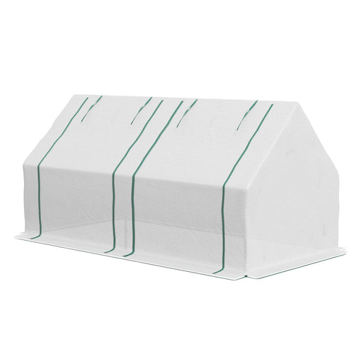 6' x 3' x 3' Portable Mini Greenhouse, 2 PE Covers, Steel Frame, White