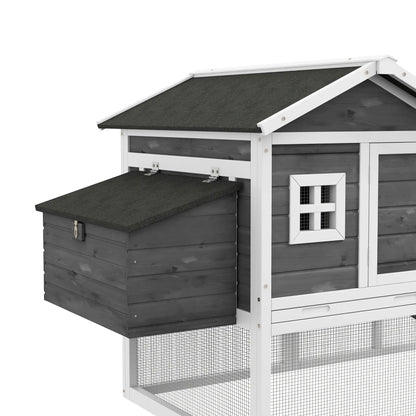 69 Wooden Chicken Coop with Run, Nesting Box, Tray, Grey Chicken Coops at Gallery Canada