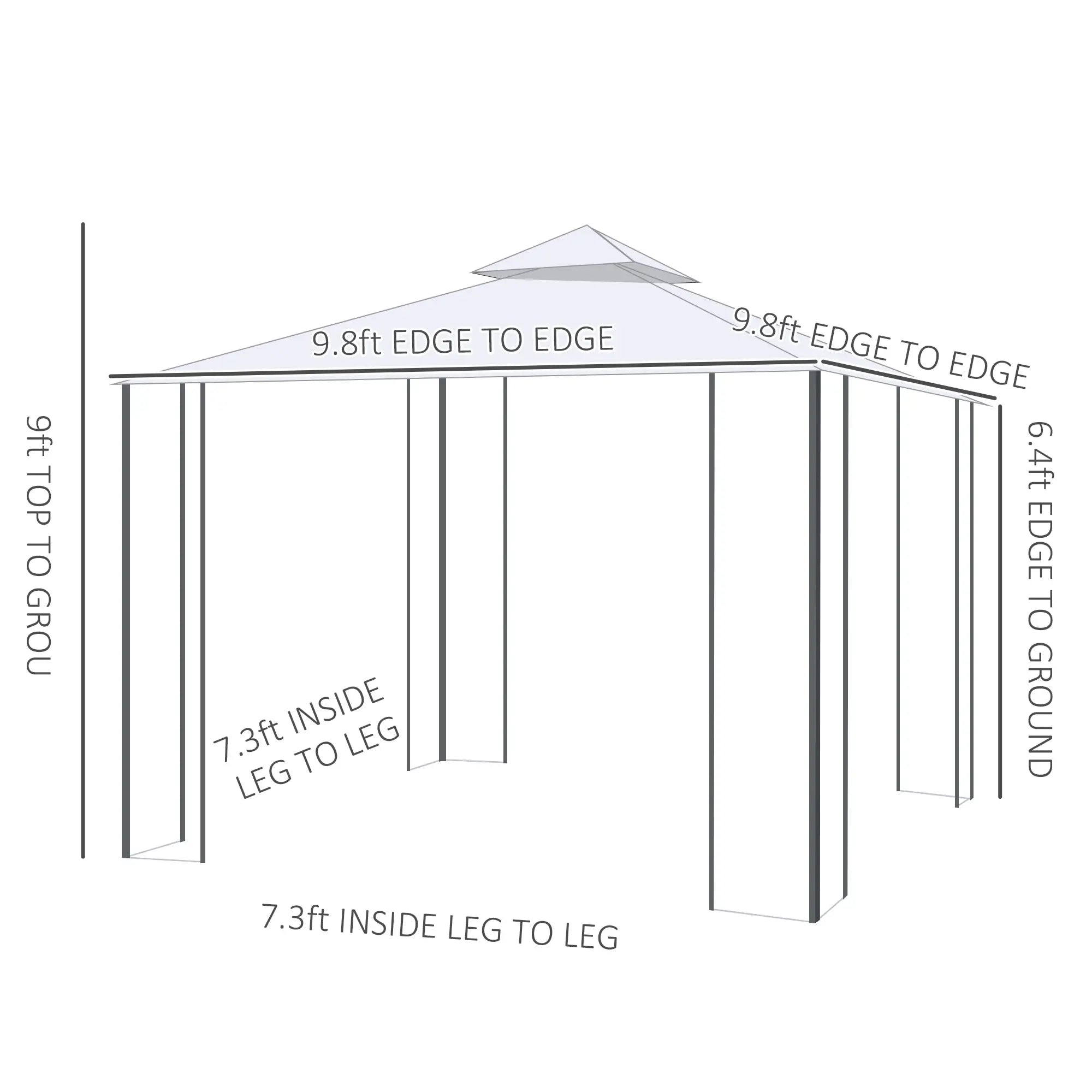 10' x 10' Steel Outdoor Gazebo, Removable Mesh Curtains, Beige Gazebos at Gallery Canada