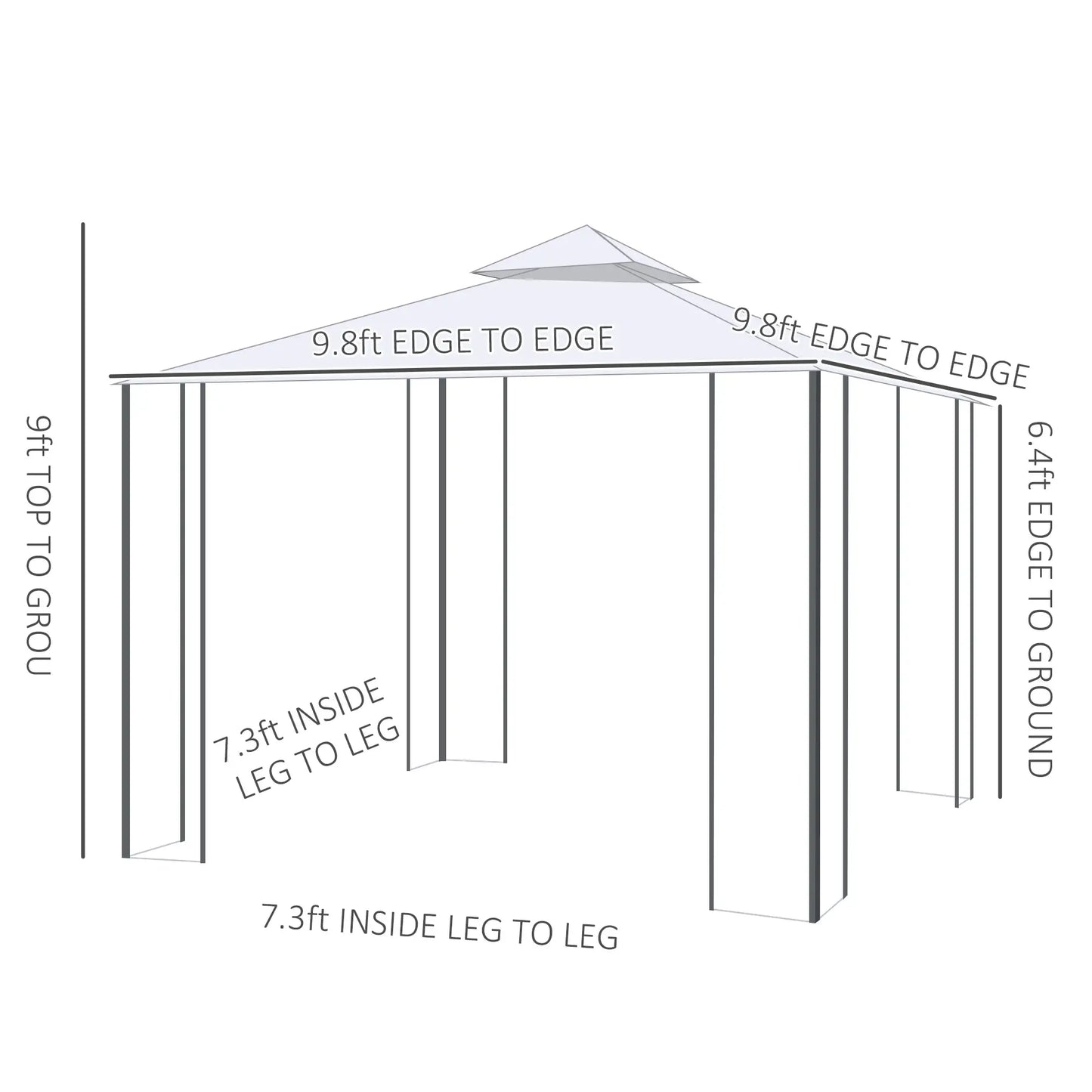 10' x 10' Steel Outdoor Gazebo, Removable Mesh Curtains, Beige Gazebos at Gallery Canada